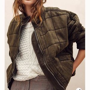 Free People Dolman Quilted Knit - Dusted Military M